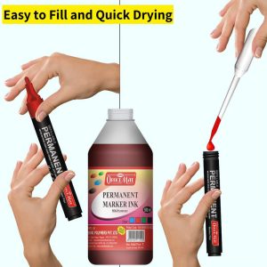Officemate Permanent Marker Ink Refill – Red Colour (500 ml) with Dropper