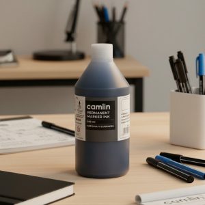 Camlin Permanent Marker Ink Black 500 ml – Multi-Surface Refill Ink with Free Dropper
