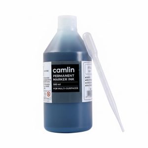 Camlin Permanent Marker Ink – Black 500 ml Refill with Free Dropper