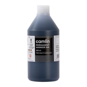 Camlin Permanent Marker Ink Black 500 ml – Multi-Surface Refill Ink with Free Dropper