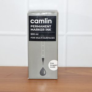Camlin Permanent Marker Ink Black 500 ml – Multi-Surface Refill Ink with Free Dropper