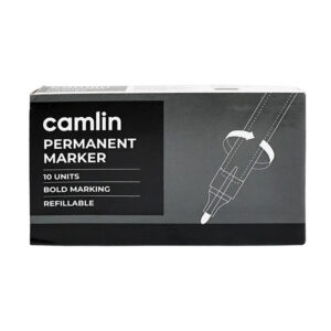 Camlin Permanent Marker Black Bold Long Lasting Refillable Marker Pack of 10