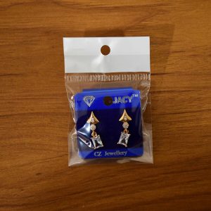 Gold-Tone Geometric Crystal Drop Earrings for Women