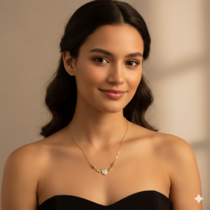 Dainty Gold Heart Necklace with AD Love Pendant For women and girls