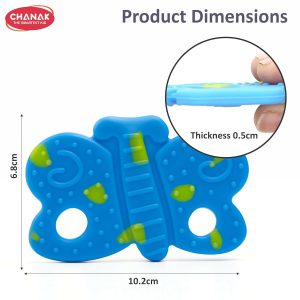 Aditi Baby Silicone Teething Toy Butterfly Shape Soft Chew Teether (1Pc/Mix Colour)
