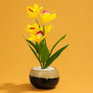 Artificial Orchid Flower Plant with Decorative Pot