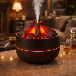 Brown Volcano Flame Humidifier LED Mist Diffuser for Home Desk Decor