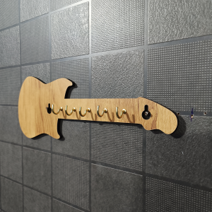 Wooden Guitar Shape Key Holder for Wall | Decorative Wooden Key Rack for Home, Office, Studio Entrance Décor