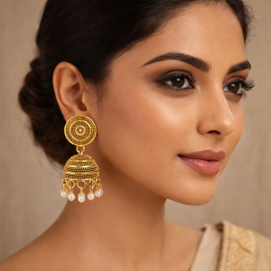 TRADITIONAL GOLDEN PLATED JHUMKA EARRINGS