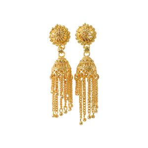 Elegant Gold Plated Long Chain Jhumka Earrings for Women Party Wear Jewelry