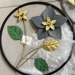 Metal Floral Wall Art Decor Round Frame Decorative Wall Hanging