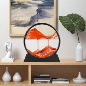 Premium Round Rotating Moving Sand Art Frame for Home & Office Décor | Mesmerizing Flowing Sand Picture with Elegant Black Stand | Relaxing Desktop Motion Showpiece for Living Room, Bedroom & Work Desk | Unique Stress-Relief Gift for All Occasions