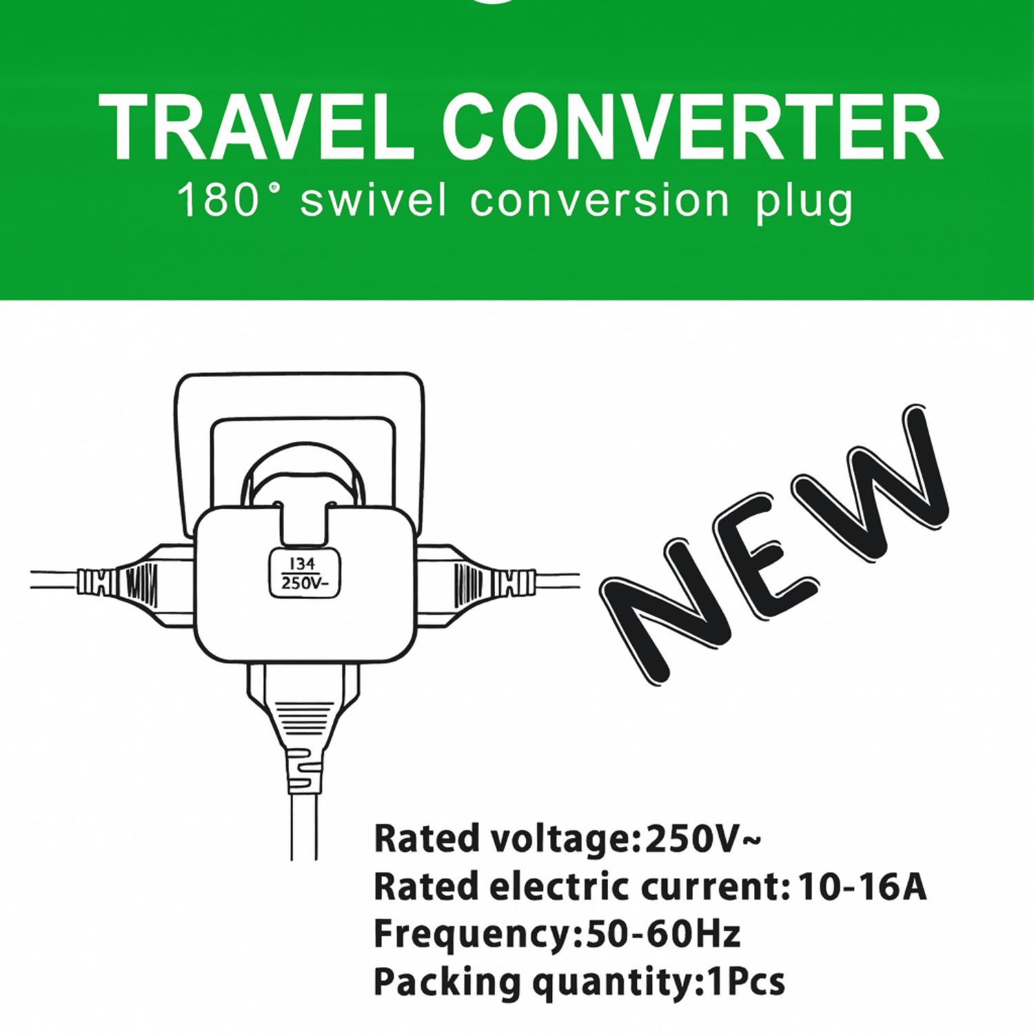 180° Swivel Travel Plug Adapter 15A 250V Universal Multi Plug Converter
