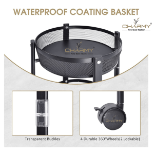 Collapsible 3-Tier Kitchen Trolley with Wheels | Foldable Metal Mesh Storage Rack | Heavy-Duty Vegetable & Fruit Basket Stand | Multipurpose Utility Cart for Home & Office