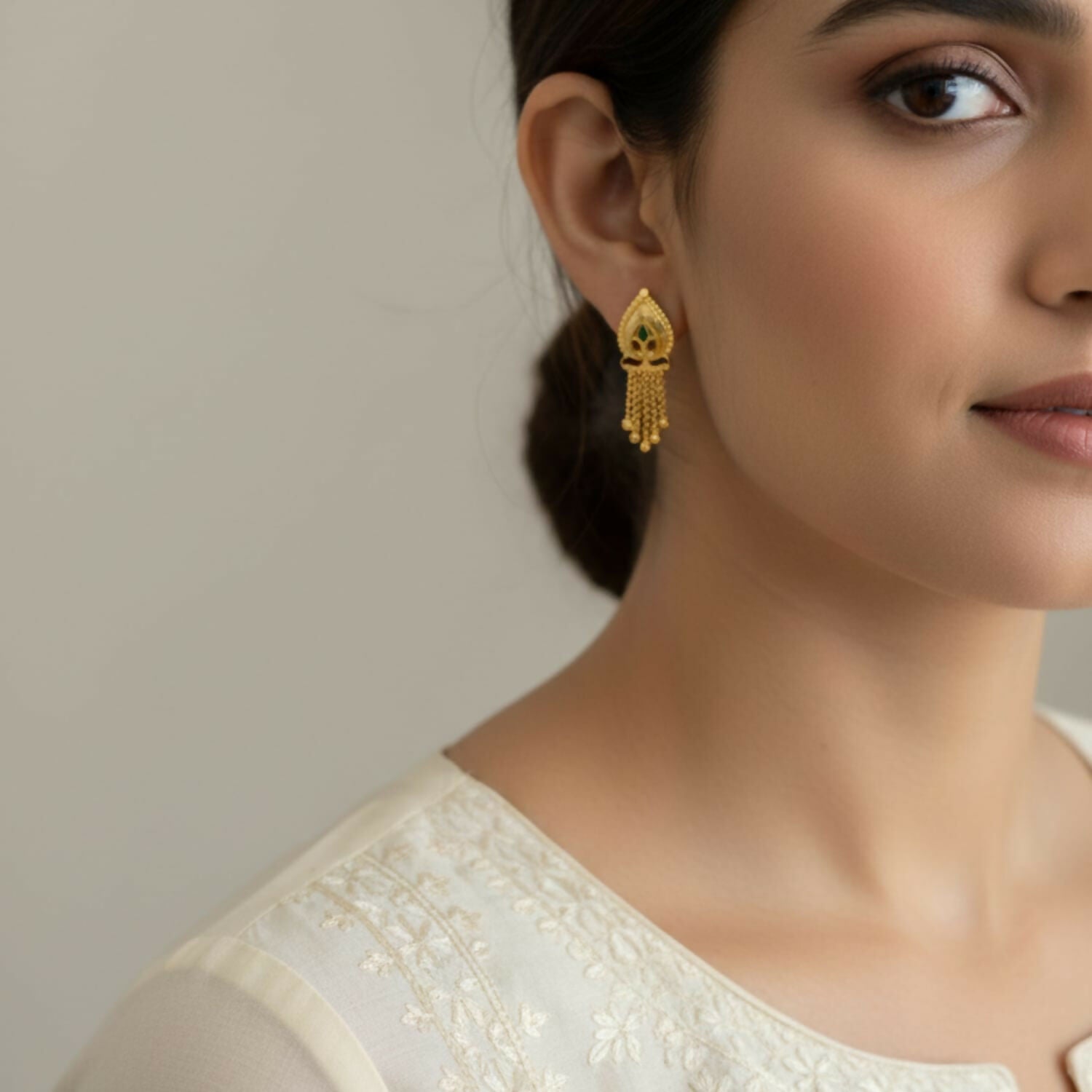 Nice 5 Line Golden Earrings for Women & Girls – Traditional Fancy Jewellery Gift - Image 2