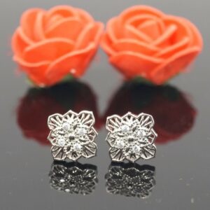 Filigree Diamond Cluster Stud Earrings for women and girls