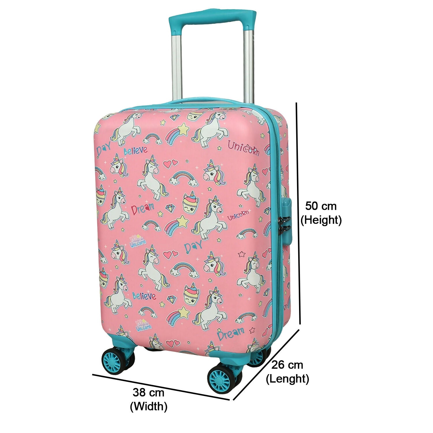 Novex Unicorn Pink Travelling Kids Trolley Bags for Girls Luggage 4 Wheels ( 18 Inch) - Image 6