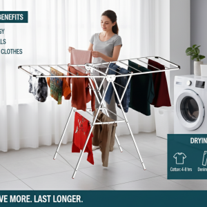 Foldable Stainless Steel Clothes Drying Rack | Single Layer | Rust-Resistant | 150 x 76 x 102 cm | Heavy-Duty