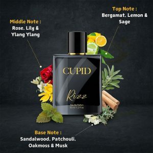 Cupid Luxury Men Rizz Perfume|Long Lasting Fresh Citrusy & Woody Edp Fragrance Scent Liquid Perfume (50 Ml)