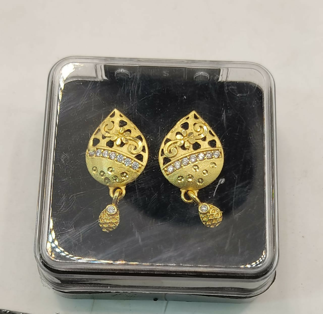 Gold Plated Filigree Drop Earrings with AD for women and girls - Image 5