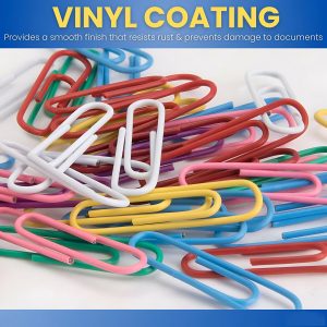 Multi-Color Vinyl Coated Metal Paper Clips Use for Office, School & Home (80 No’s)