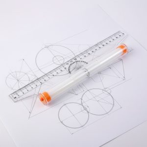 Roll-N-Draw Precision Ruler with Rolling Guide for Drawing & Drafting (30Cm)