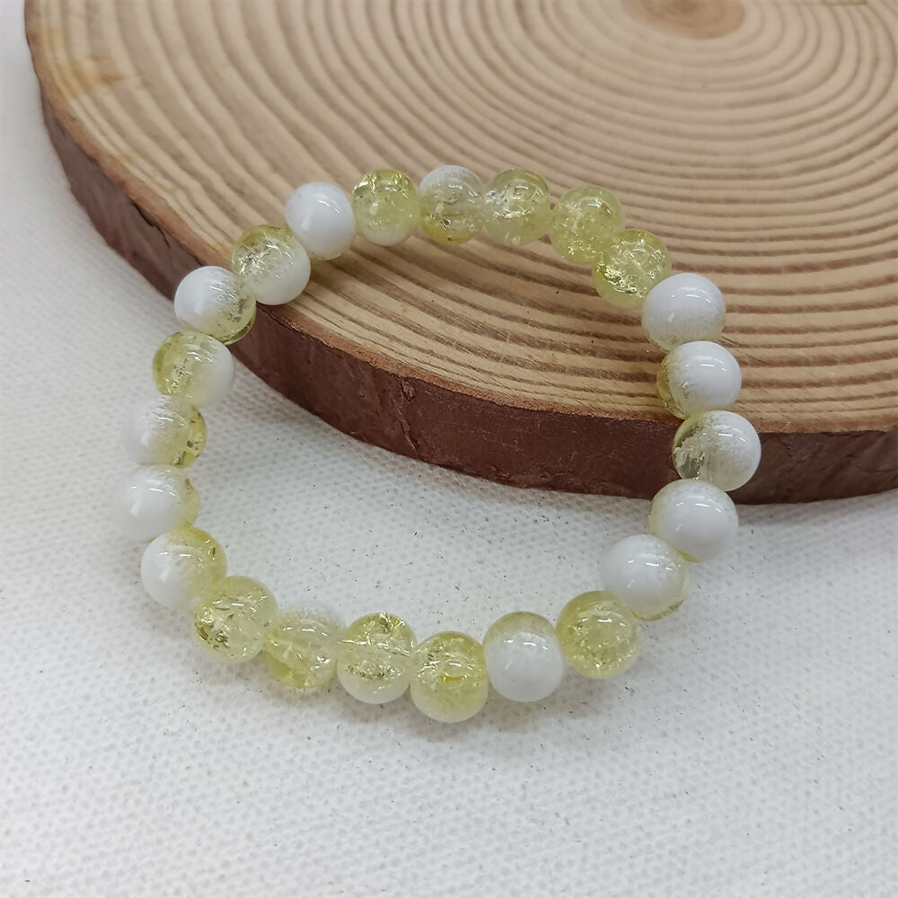 Crystal Crackle Glass Beads Stretch Bracelet