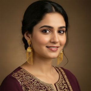 Traditional Long Chain Tassel Jhumka Earrings for Women & Girls Festive Jewelry