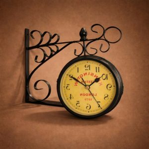Vintage Double Sided Wall Clock Retro Station Style Decorative Clock
