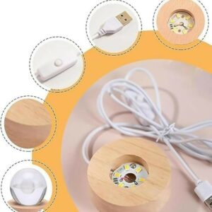 Ganesh 3D Crystal Ball LED Lamp with Wooden Base