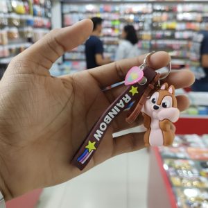 Cute Cartoon Animal Silicone Keychain with “Rainbow” Strap (1 Pc)
