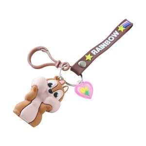 Cute Cartoon Animal Silicone Keychain with “Rainbow” Strap (1 Pc)