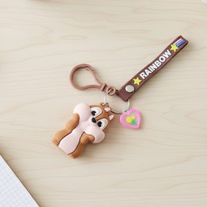 Cute Cartoon Animal Silicone Keychain with “Rainbow” Strap (1 Pc)