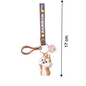 Cute Cartoon Animal Silicone Keychain with “Rainbow” Strap (1 Pc)