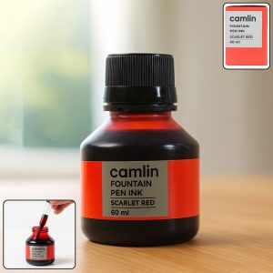 Camlin Scarlet Red Fountain Pen Ink – Smooth Flow Writing Ink (60 ml)