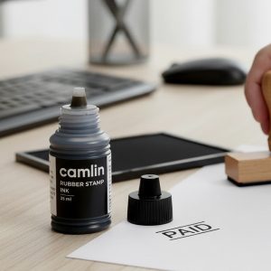 Camlin Rubber Stamp Ink Black – 25 ml Bottle for Clear & Sharp Impressions
