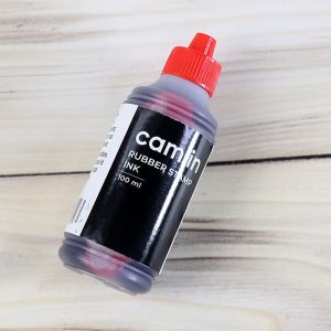 Camlin Rubber Stamp Ink Red – 100 ml Bottle for Bold & Clear Impressions