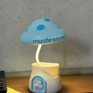 Blue Mushroom LED Desk Lamp with Pencil Sharpener & USB Charging