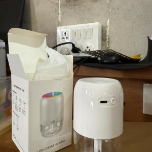 White USB Mini H2O Humidifier with Color LED Light for Bedroom & Desk