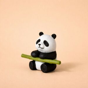 Cute Panda Sitting with Bamboo poly-resin Showpiece | Mini Panda Home Decor Figurine