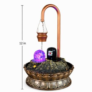 Shivling Tabletop Water Fountain with LED Crystal Ball