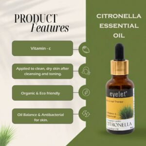 Eyelet Citronella Essential Oil (30 ML) – Natural Aromatherapy for Skin & Hair Care