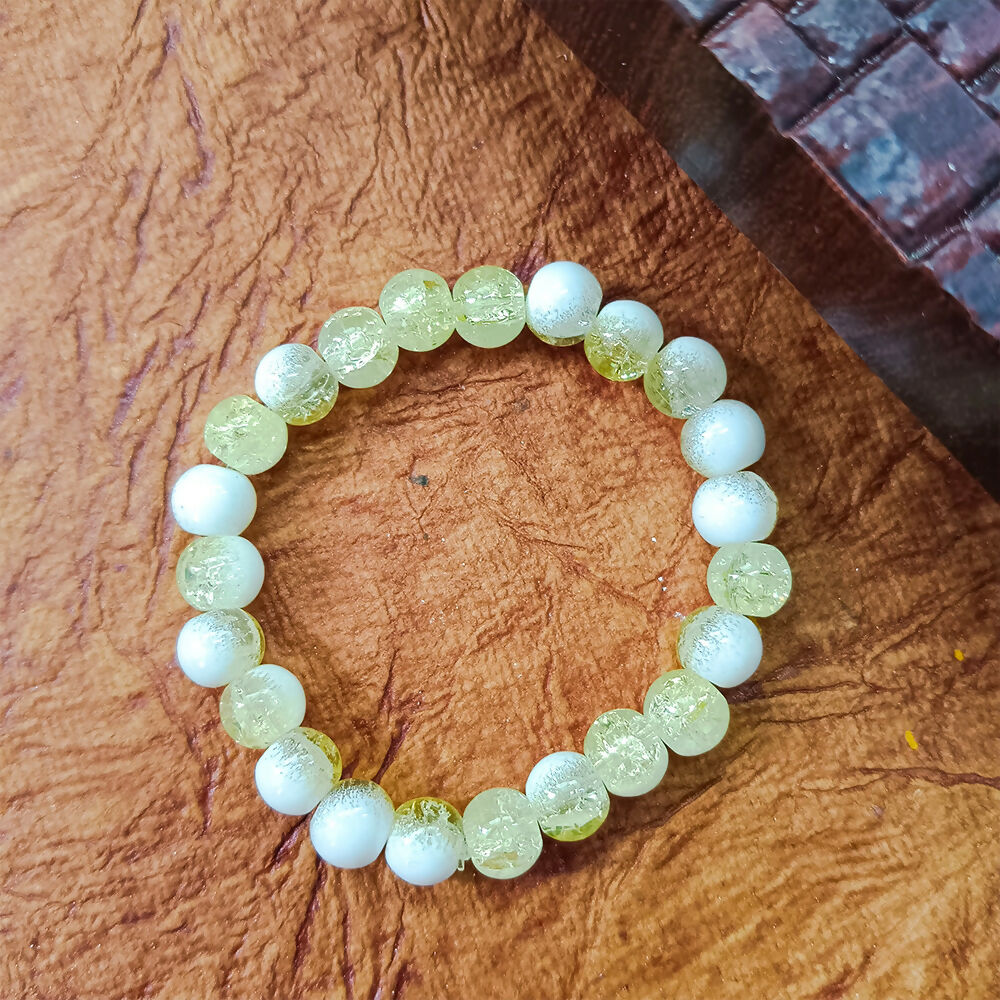 Crystal Crackle Glass Beads Stretch Bracelet