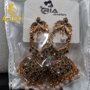 Premium Royal Multicolor Stone Jhumka Earrings with Traditional Drop Detailing