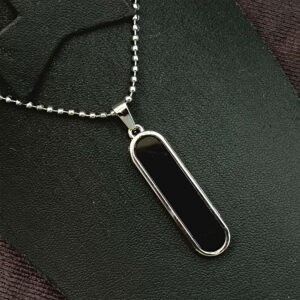 Black Enamel Chain Pendant For Men
