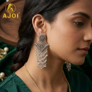 Vintage Floral Silver Earrings