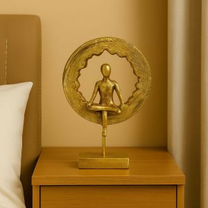 Golden Meditating Yoga Figurine Ring Sculpture for Home Decor (Any One)