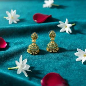 Fancy Gold Finish Jhumki Earrings | Ethnic Wear for Women