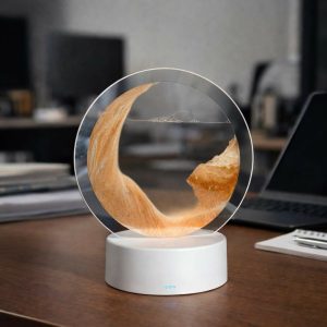LED Round Static Orange Sand Art Lamp | Ambient Decorative Night Light Décor