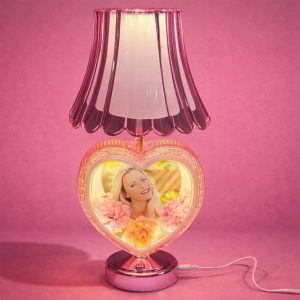Heart Shape Photo Table Lamp with Shade for Bedroom & Gift Decor